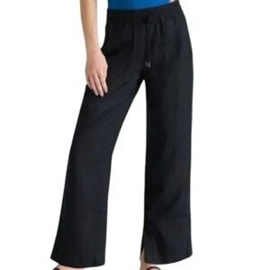 Athleta Retreat 100% Linen Wide Leg Pants in Black Women's Size Medium